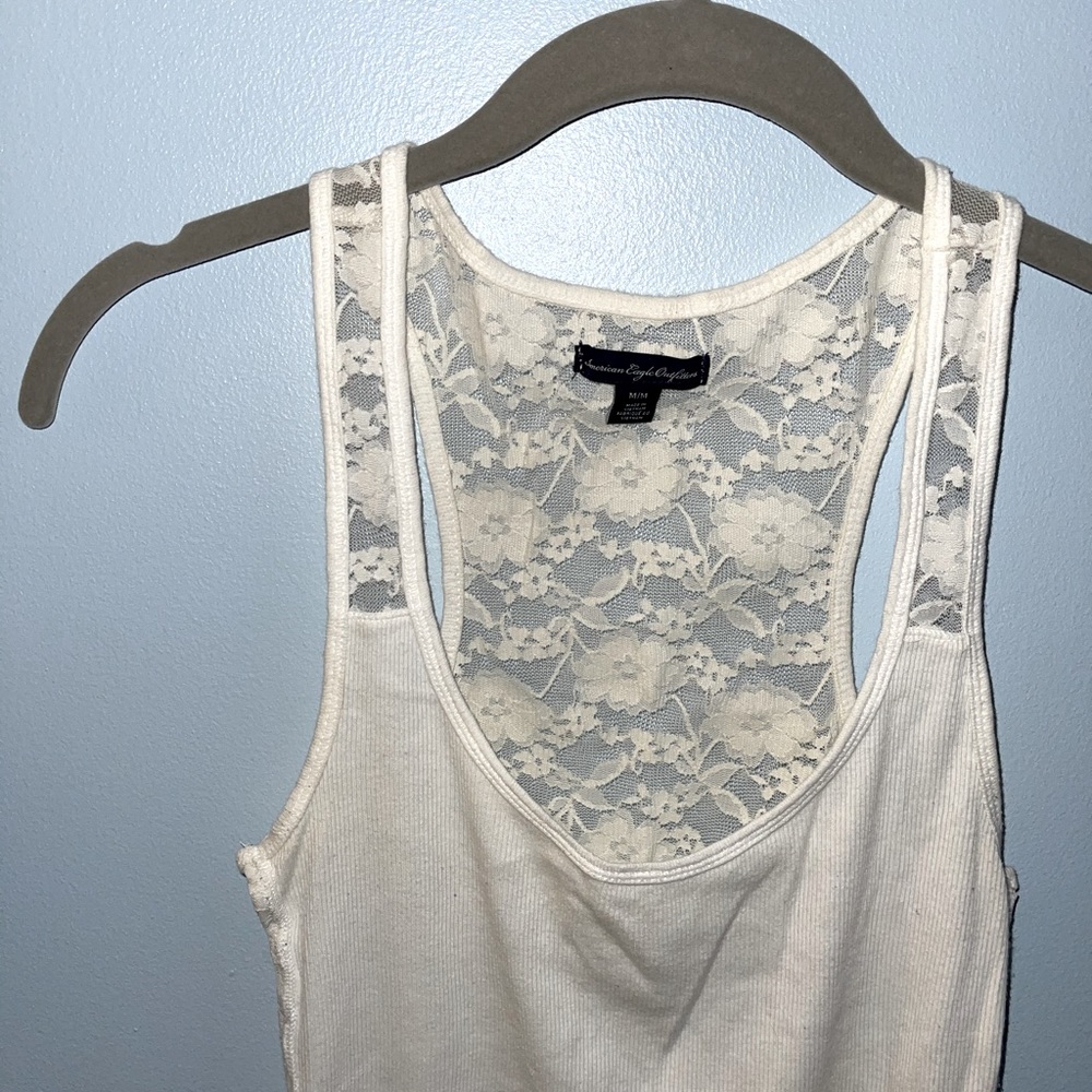 American Eagle White Lace Tank Top